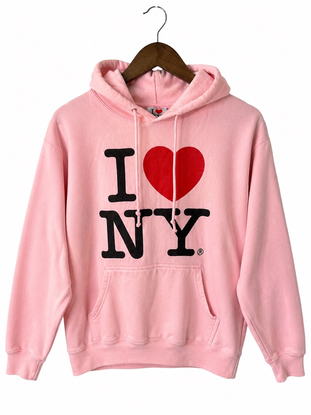 I Love NY Pink Hoodie Sweatshirt Small Graphic Pullover NYC Tourist